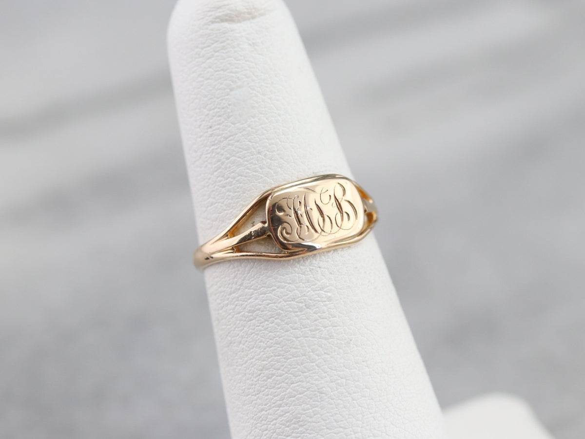 Ladies Gold "FTB" Monogrammed Signet