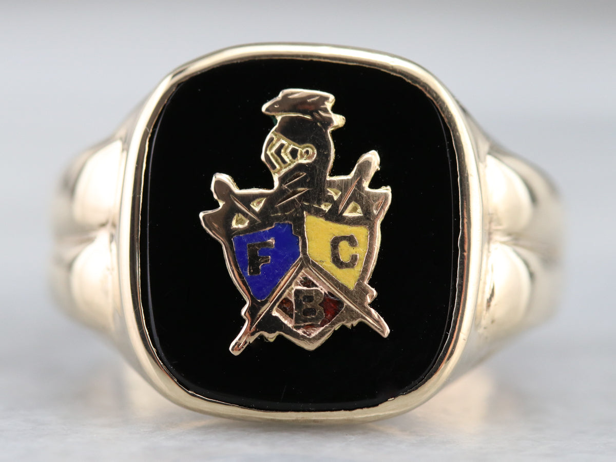 Men's Knight of Pythias Onyx Ring