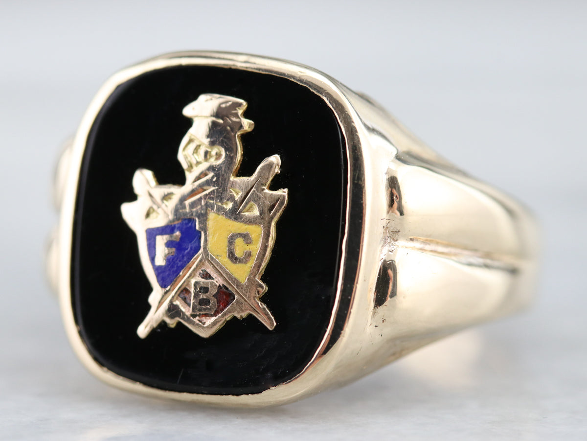 Men's Knight of Pythias Onyx Ring