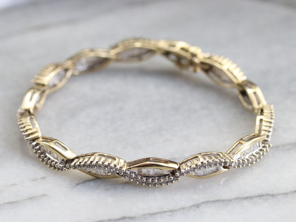 Marquise Shape Diamond Link Bracelet