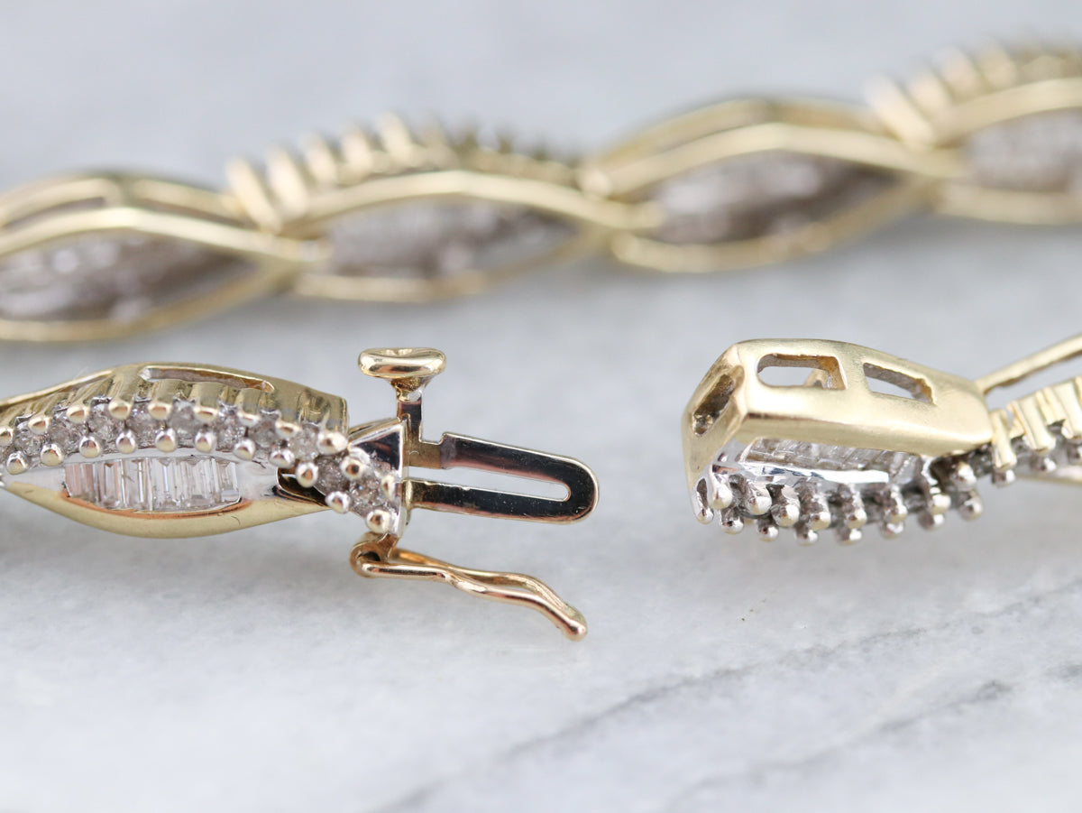 Marquise Shape Diamond Link Bracelet