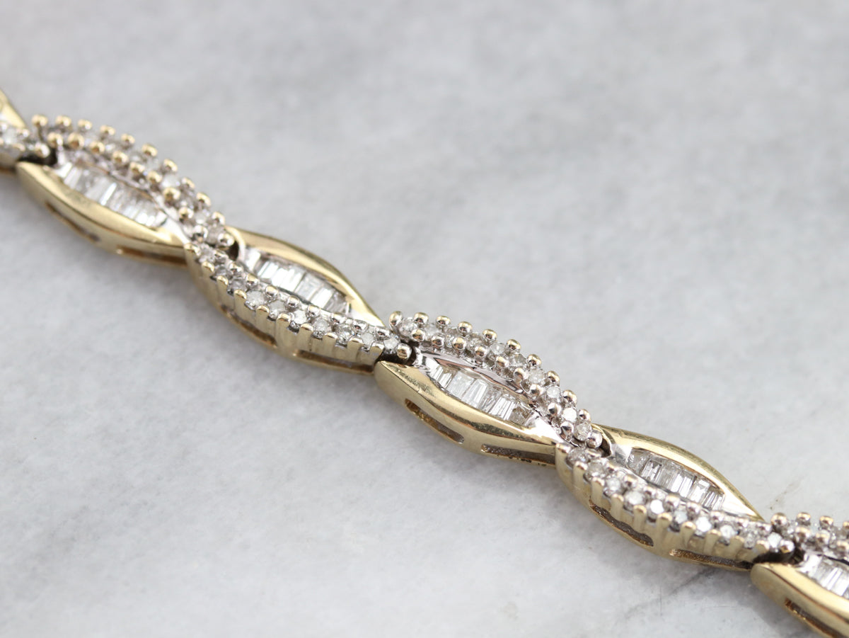 Marquise Shape Diamond Link Bracelet