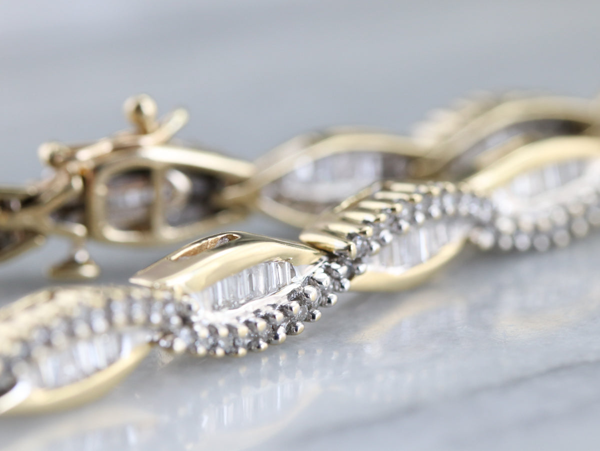 Marquise Shape Diamond Link Bracelet