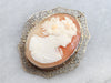 Vintage White Gold Cameo Brooch or Pendant