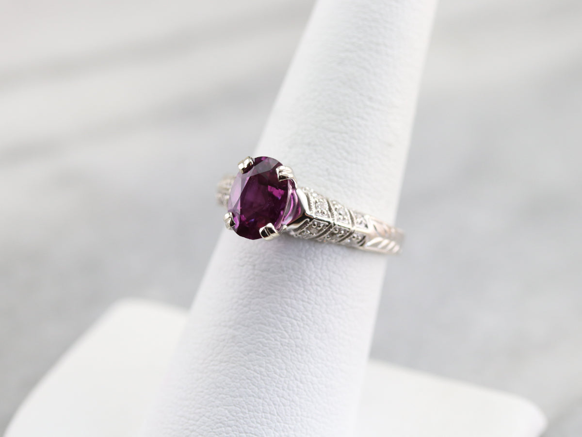 Modern Pink Sapphire and Diamond Engagement Ring