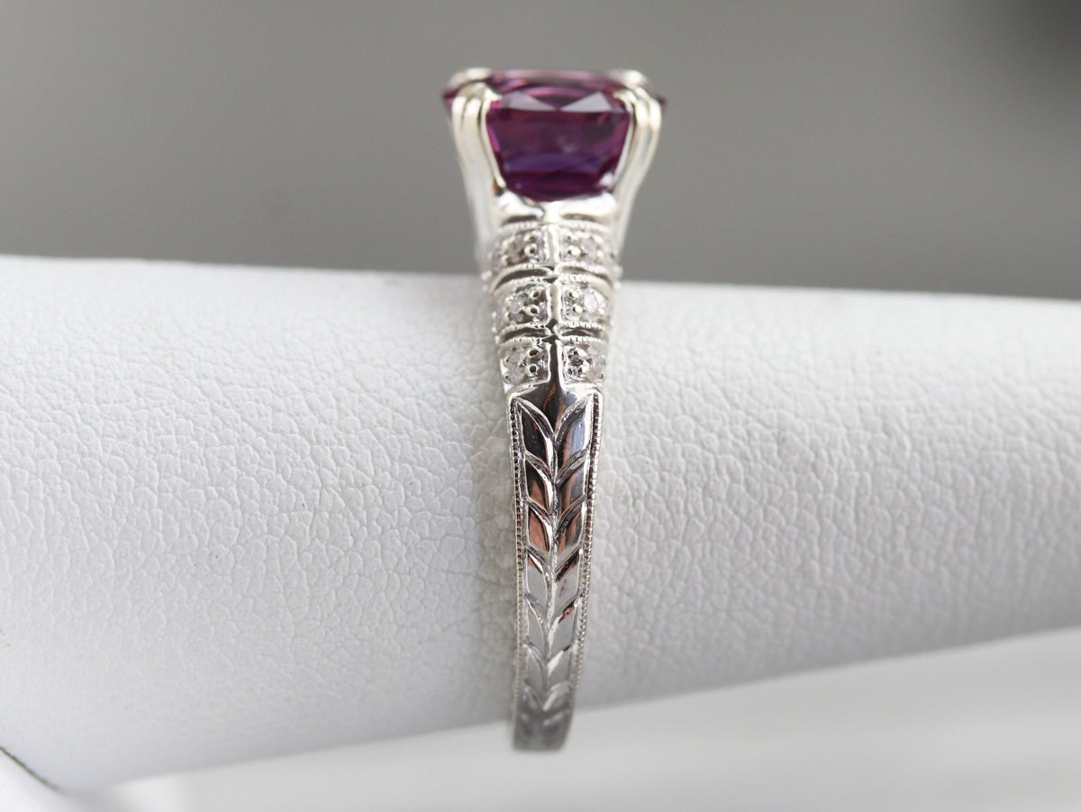 Modern Pink Sapphire and Diamond Engagement Ring