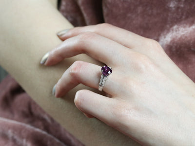 Modern Pink Sapphire and Diamond Engagement Ring