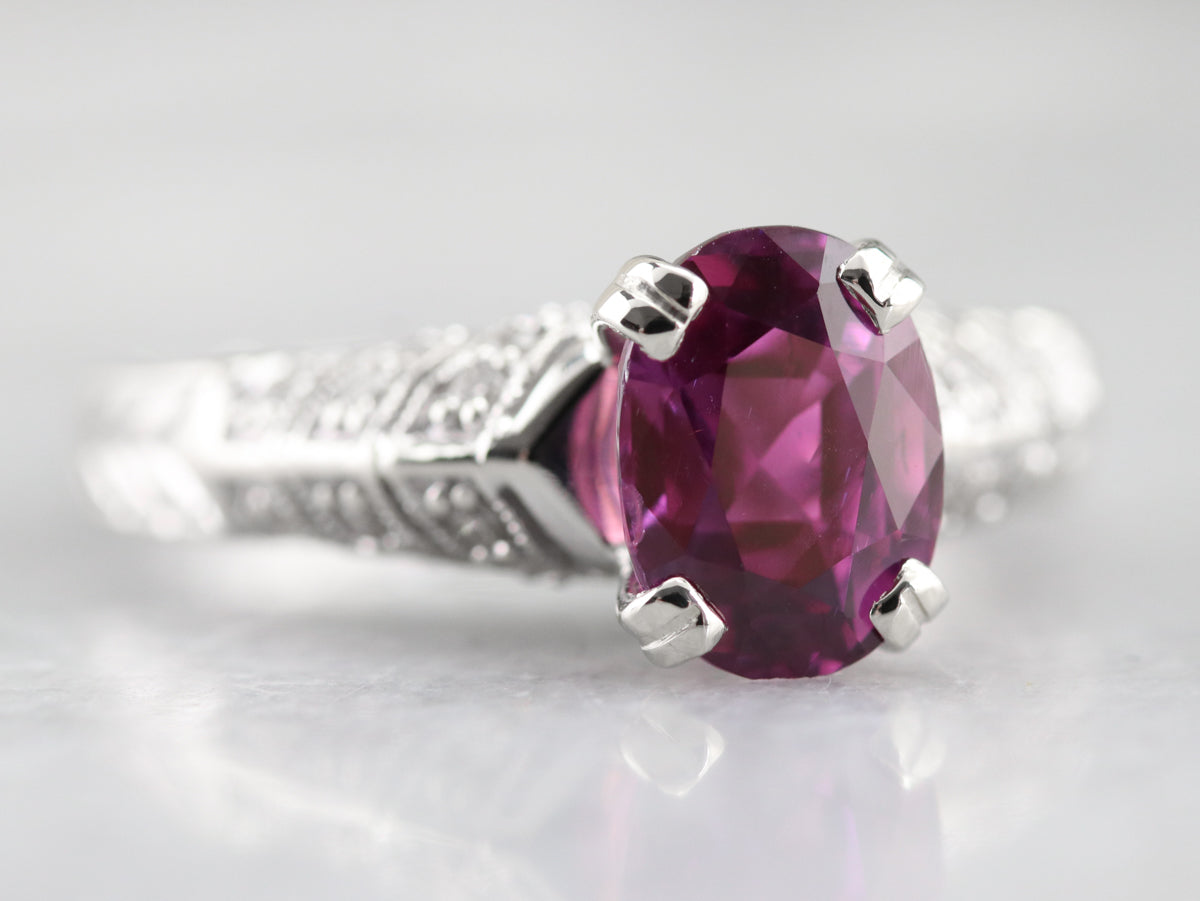 Modern Pink Sapphire and Diamond Engagement Ring