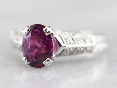 Modern Pink Sapphire and Diamond Engagement Ring