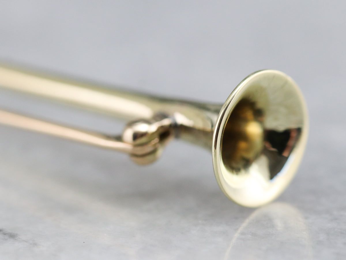 Pin Rose Instrument Vintage Gold Trumpet Instrument Pin - Market Square Jewelers
