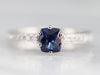 Modern Ceylon Sapphire and Diamond Engagement Ring