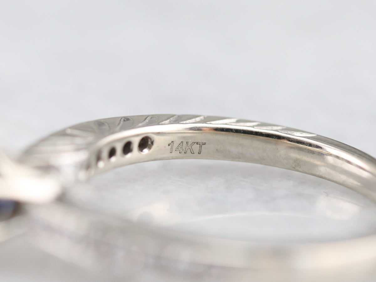 Modern Ceylon Sapphire and Diamond Engagement Ring