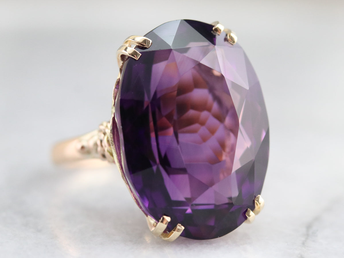 Vintage Gold Amethyst Cocktail Ring