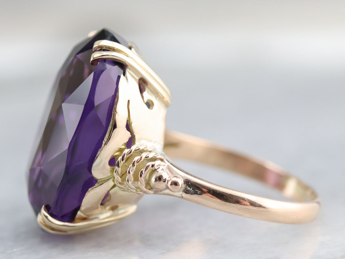 Vintage Gold Amethyst Cocktail Ring