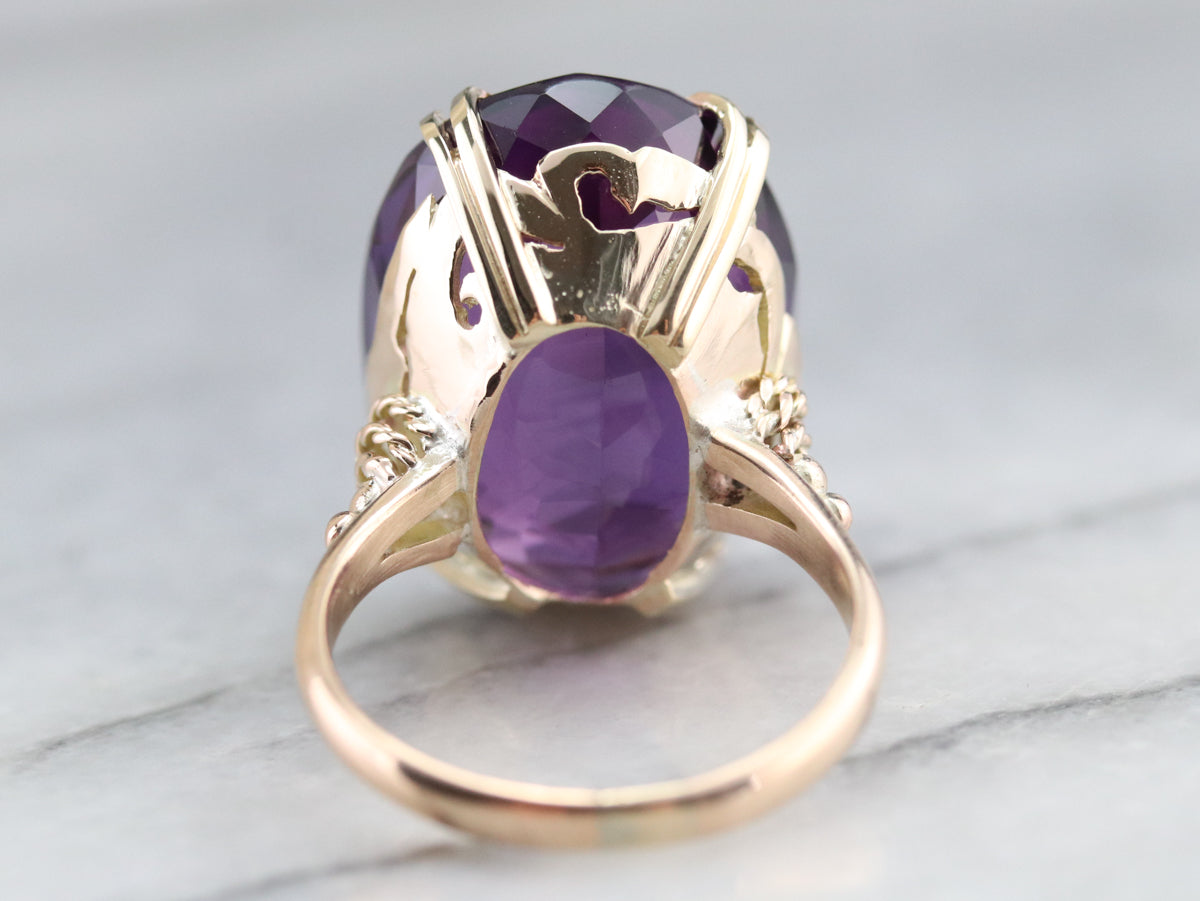 Vintage Gold Amethyst Cocktail Ring