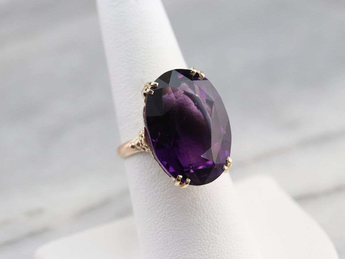 Vintage Gold Amethyst Cocktail Ring