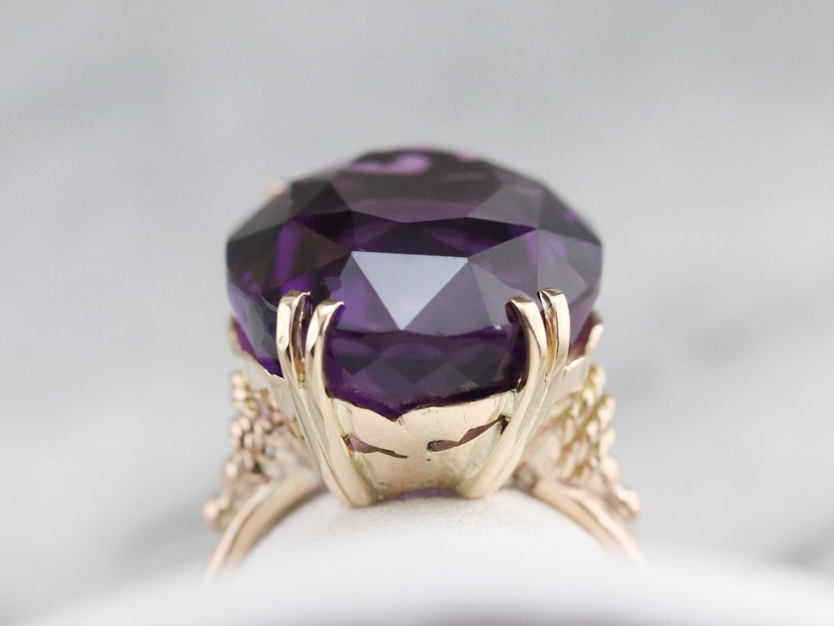 Vintage Gold Amethyst Cocktail Ring