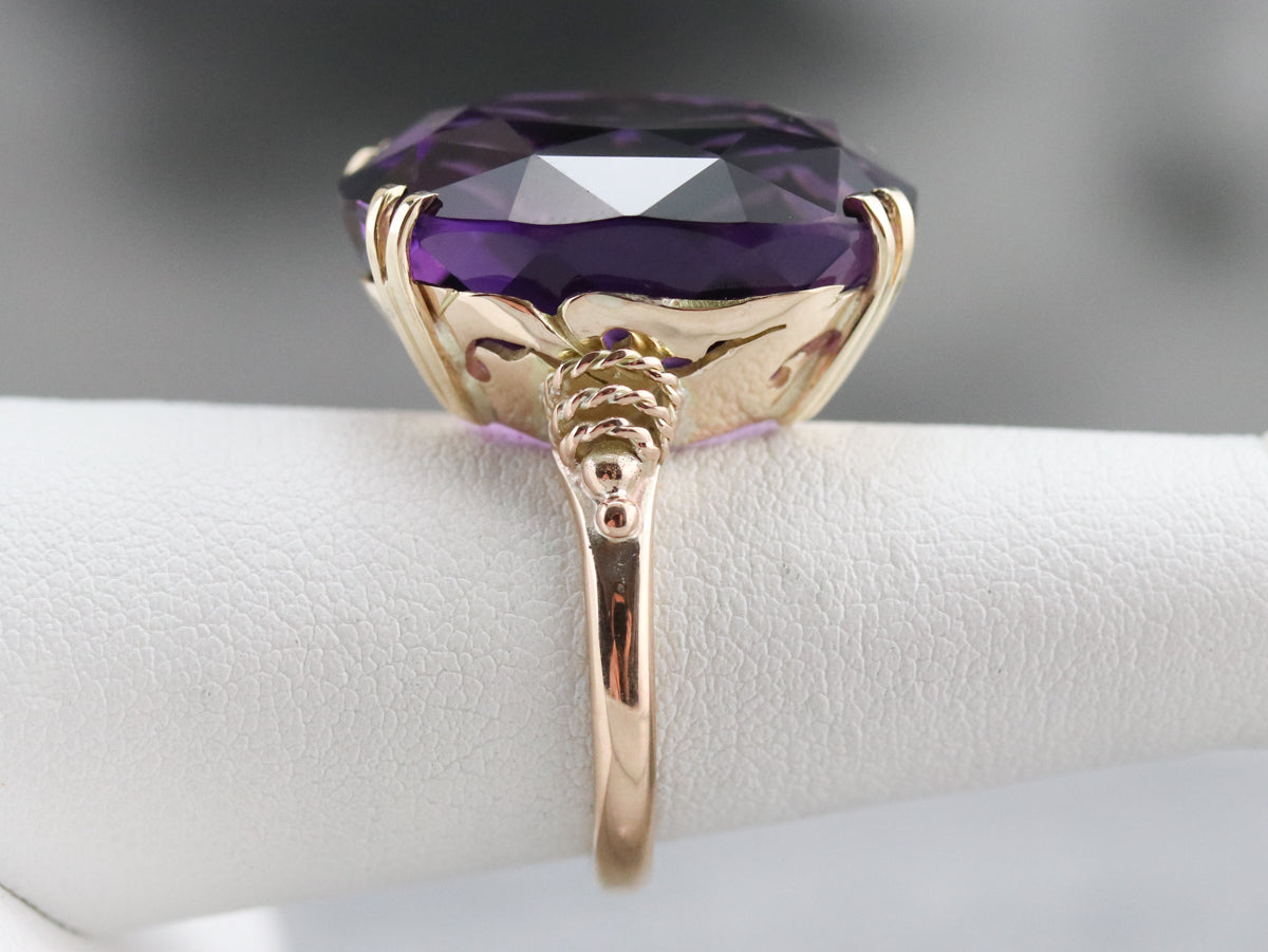 Vintage Gold Amethyst Cocktail Ring