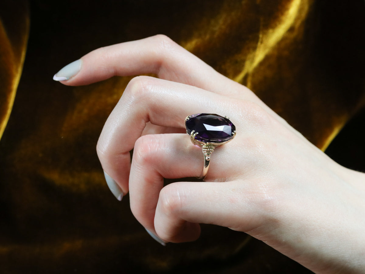 Vintage Gold Amethyst Cocktail Ring
