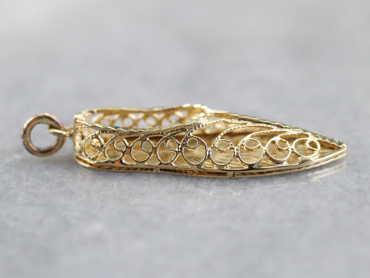 Ornate Gold Filigree Sandal Charm