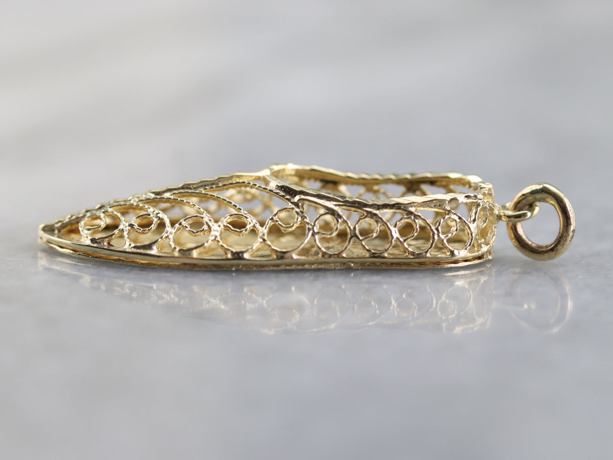 Ornate Gold Filigree Sandal Charm