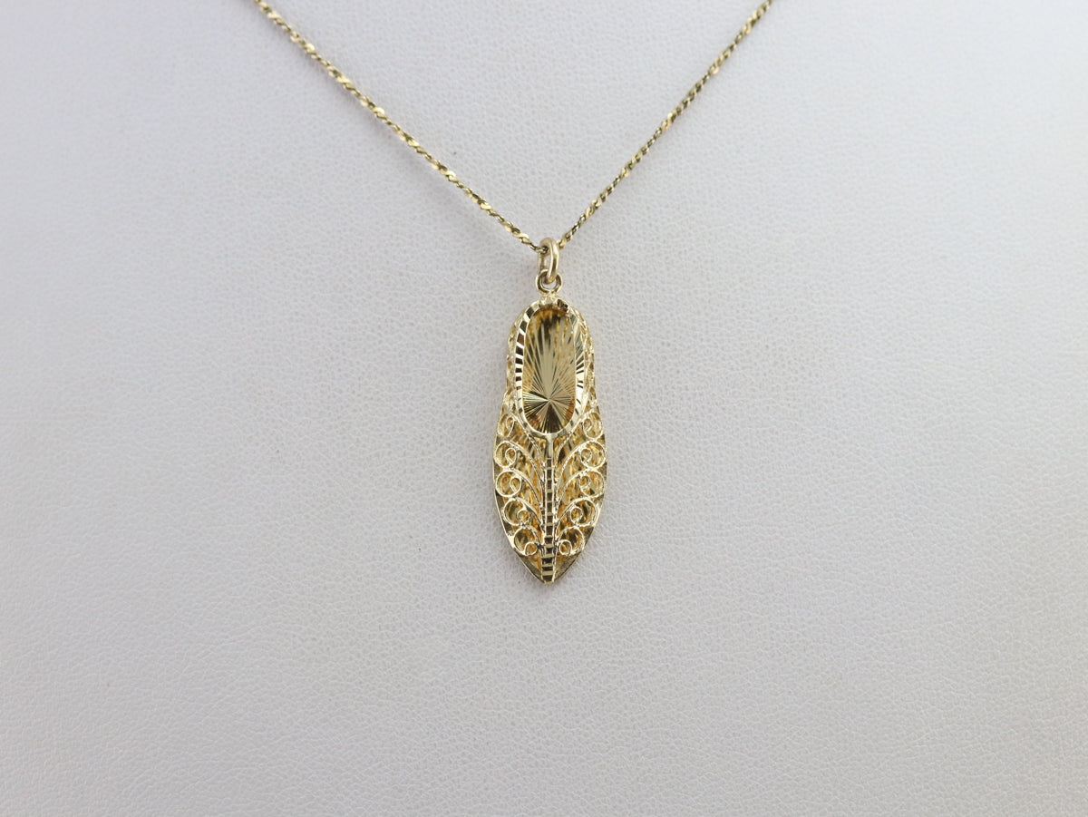 Ornate Gold Filigree Sandal Charm