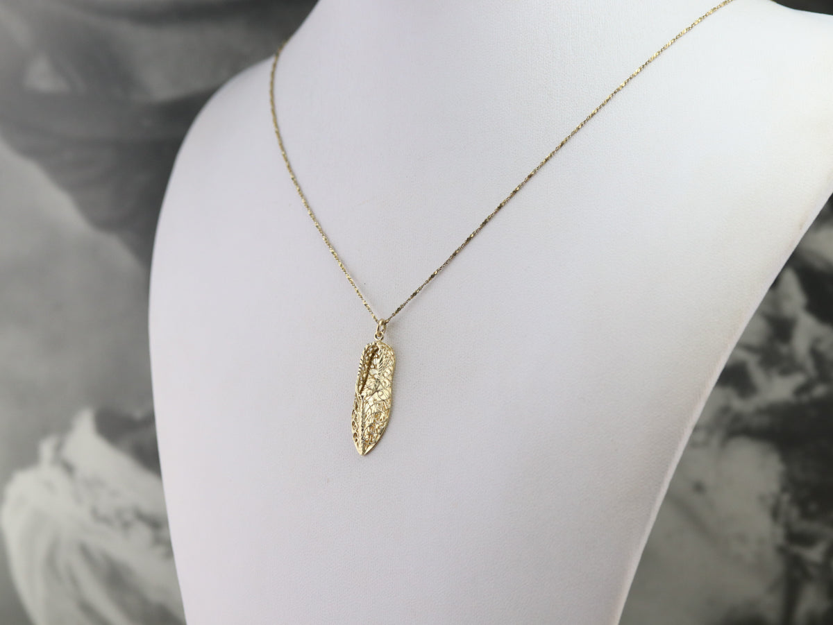 Ornate Gold Filigree Sandal Charm