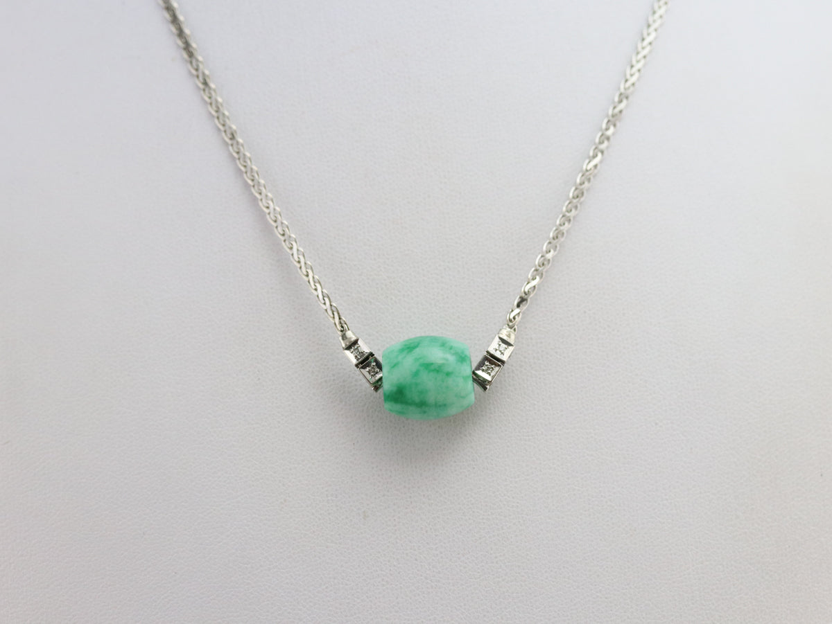 Beaded Dyed Jade and Diamond Necklace