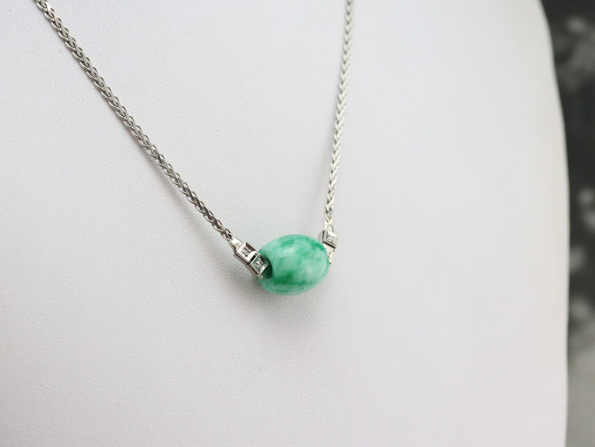 Beaded Dyed Jade and Diamond Necklace