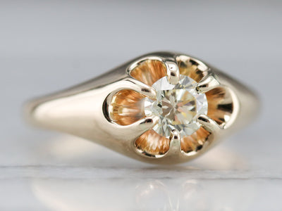 Vintage Diamond Belcher Set Engagement Ring