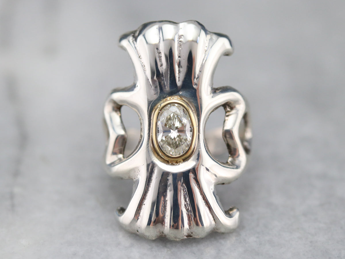 Modernist Diamond Solitaire Ring