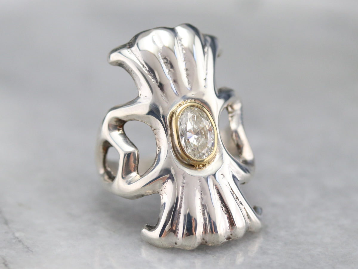 Modernist Diamond Solitaire Ring