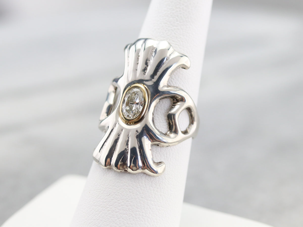 Modernist Diamond Solitaire Ring