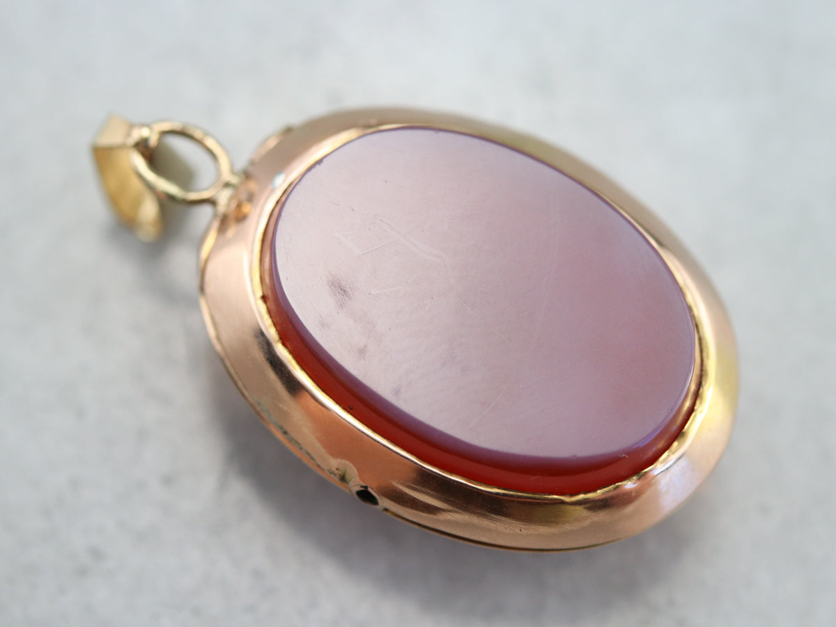 Antique Carved Carnelian Cameo Locket