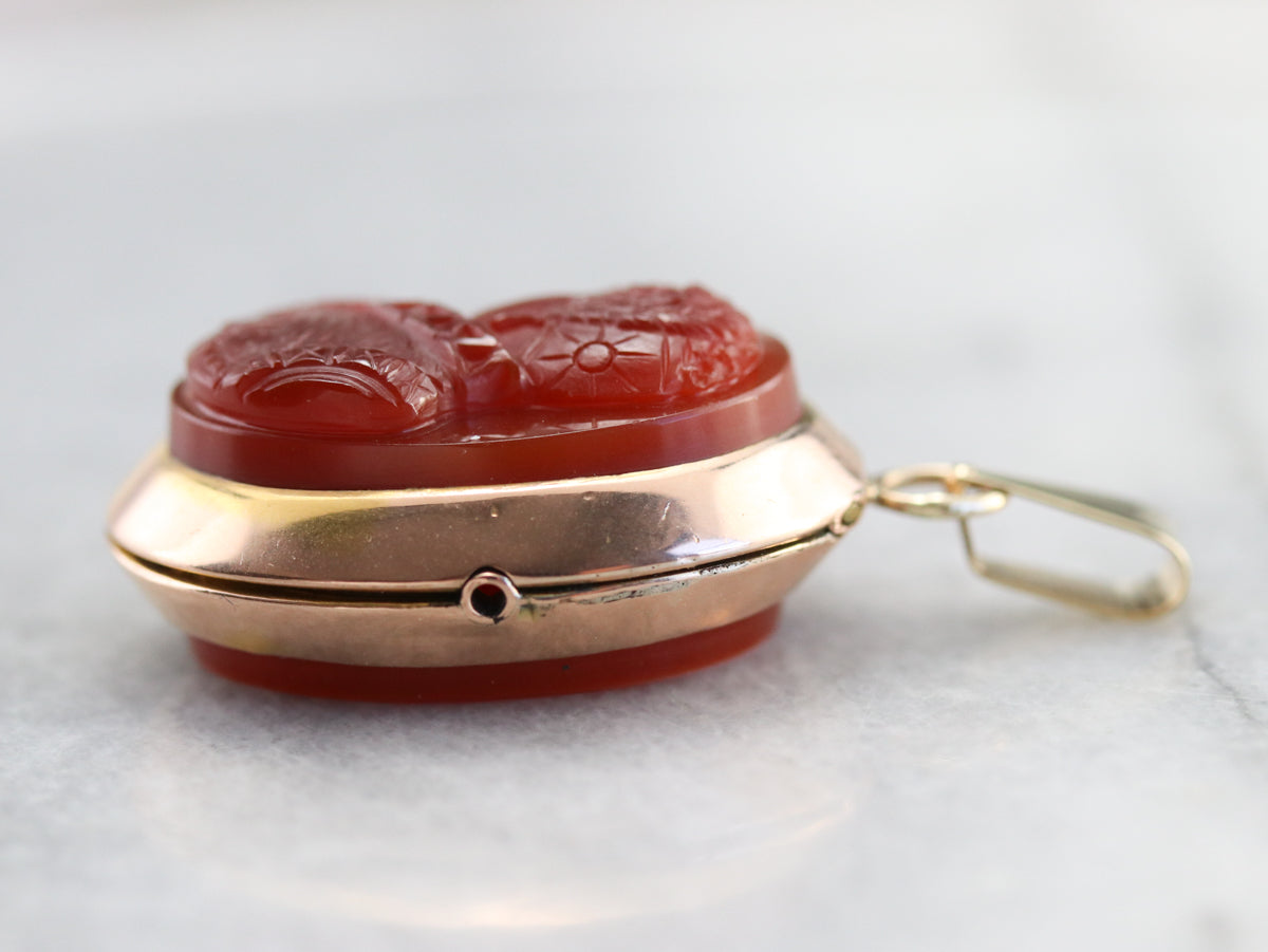 Antique Carved Carnelian Cameo Locket