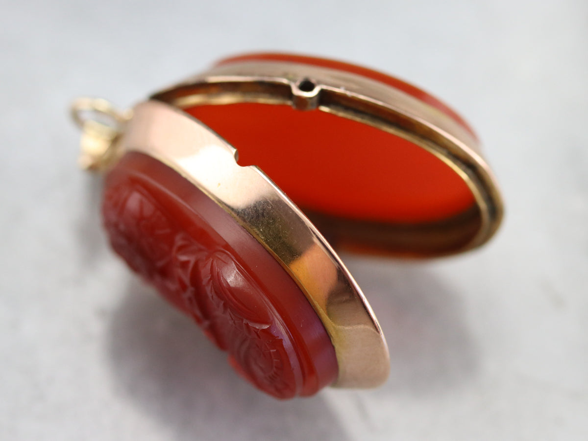 Antique Carved Carnelian Cameo Locket