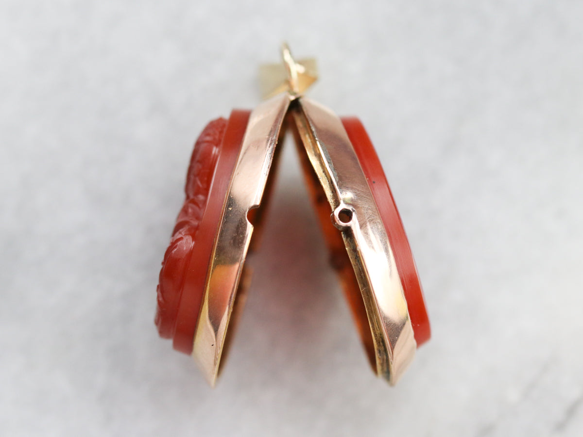 Antique Carved Carnelian Cameo Locket