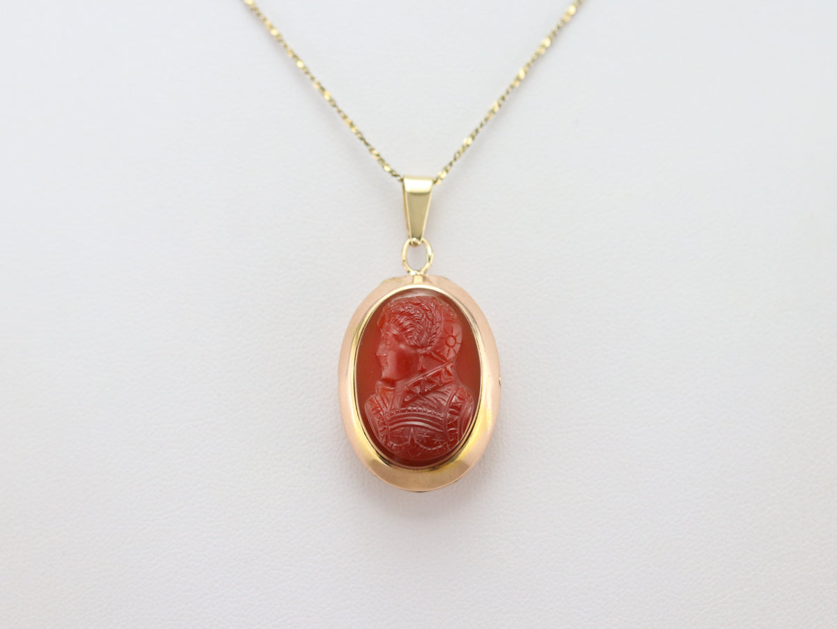 Antique Carved Carnelian Cameo Locket