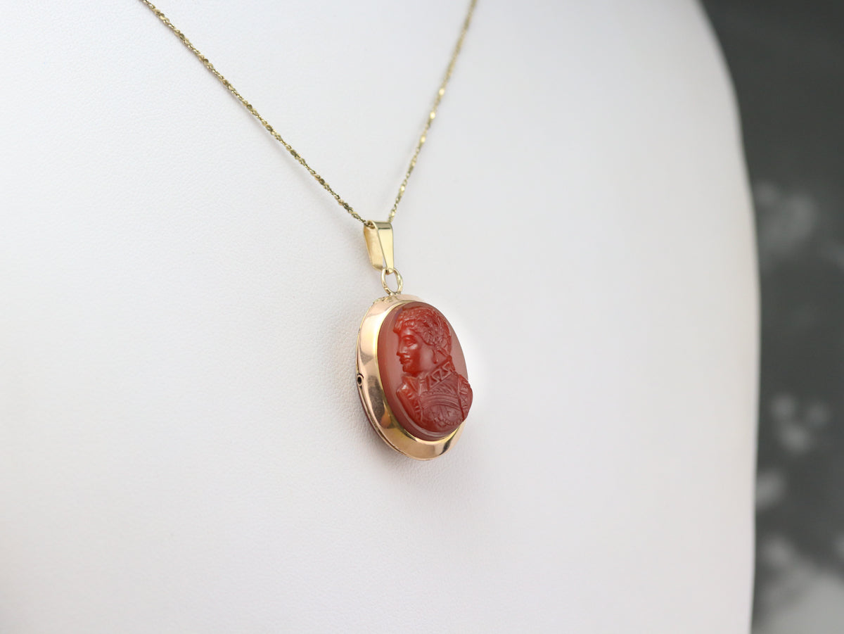 Antique Carved Carnelian Cameo Locket