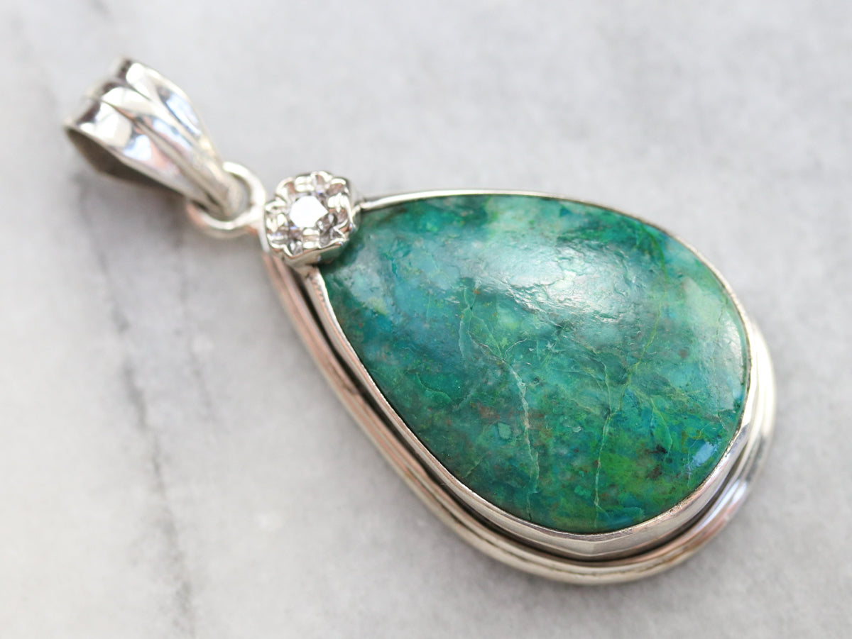 Diamond Chrysocolla Pendant