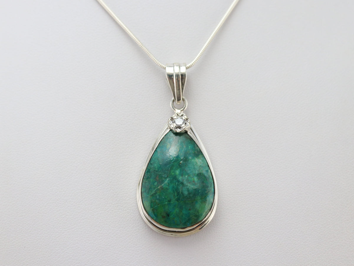 Diamond Chrysocolla Pendant