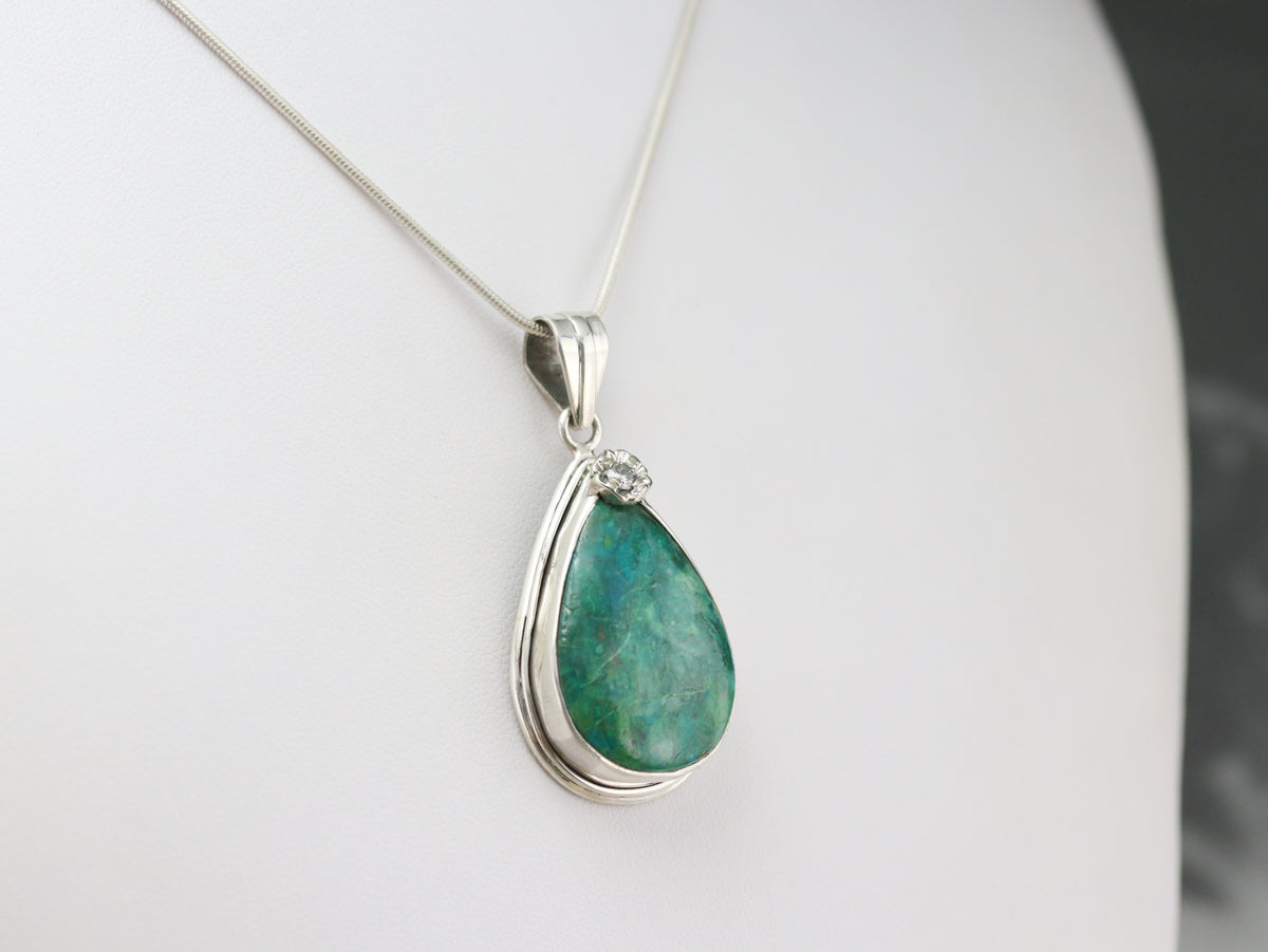 Diamond Chrysocolla Pendant