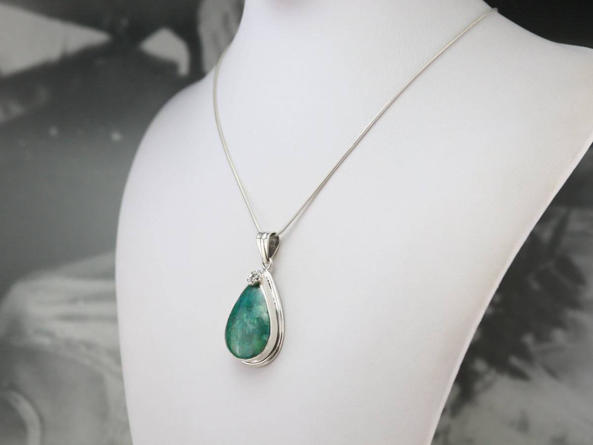 Diamond Chrysocolla Pendant
