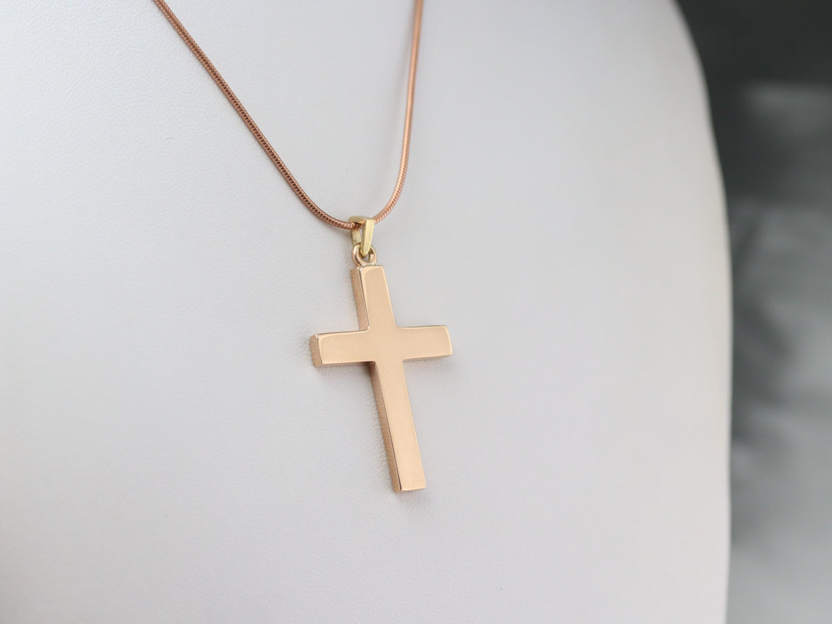 Large Plain Rose Gold Cross
