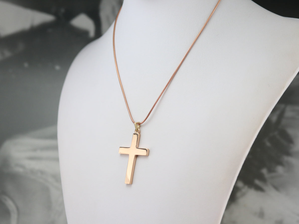 Large Plain Rose Gold Cross