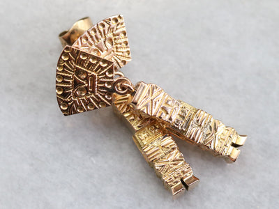 Mayan Gods Gold Drop Earrings