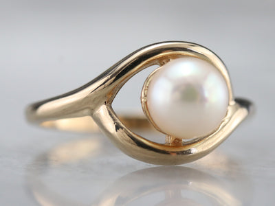 White Pearl Solitaire Ring
