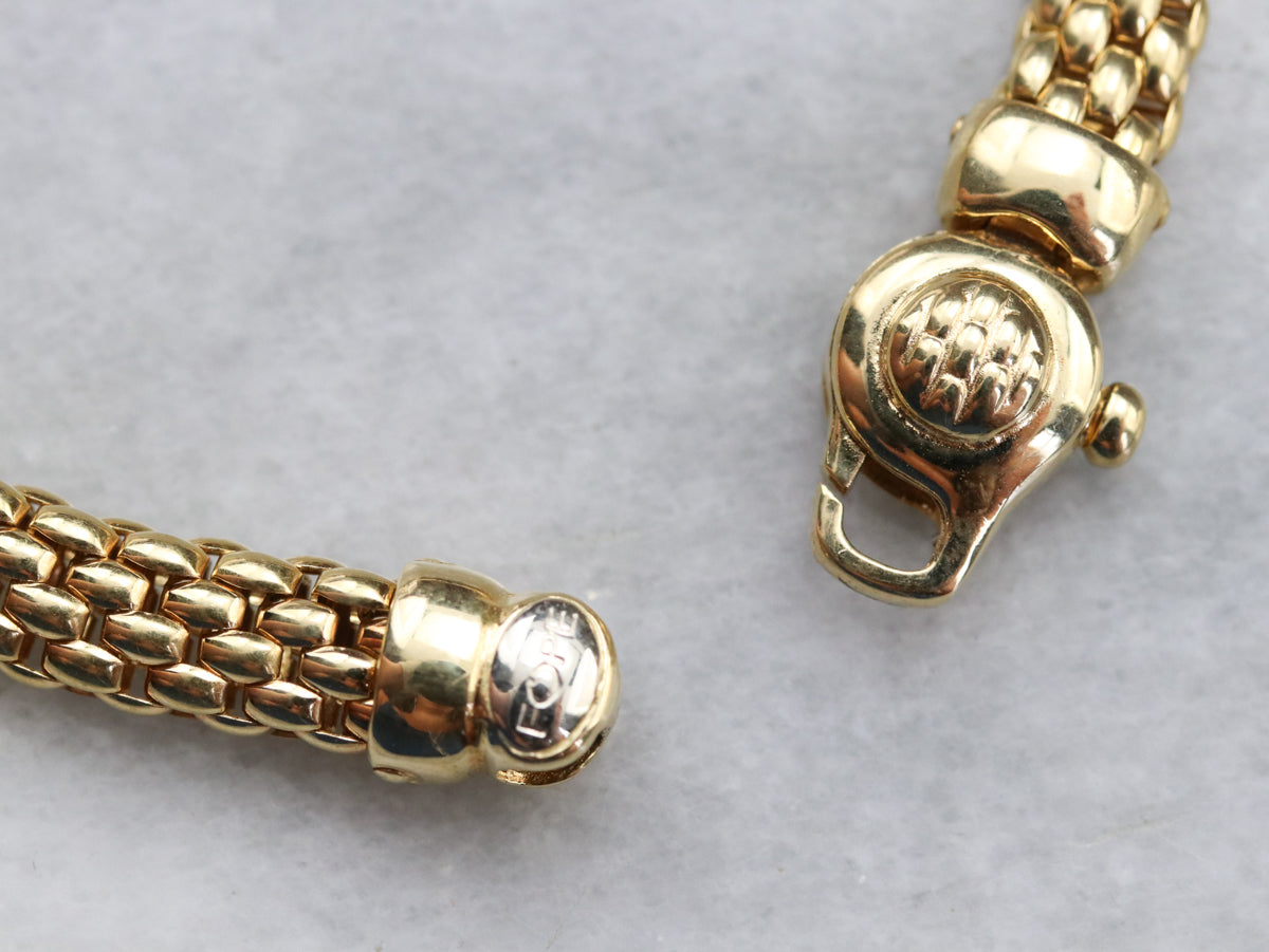 Mixed Metal Mesh Diamond Bracelet