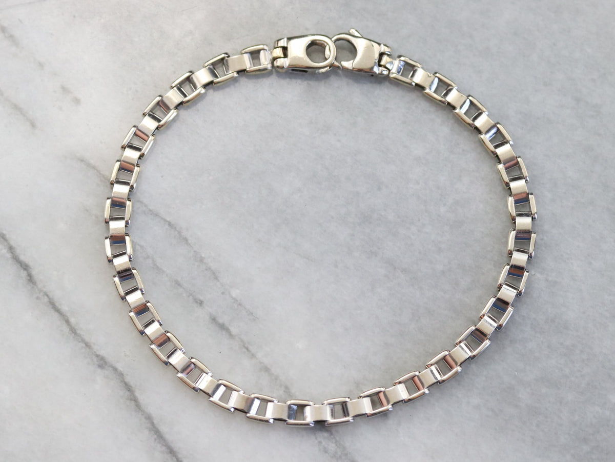 Italian White Gold Link Bracelet