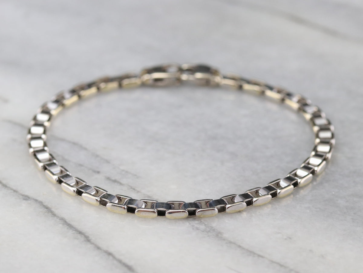Italian White Gold Link Bracelet